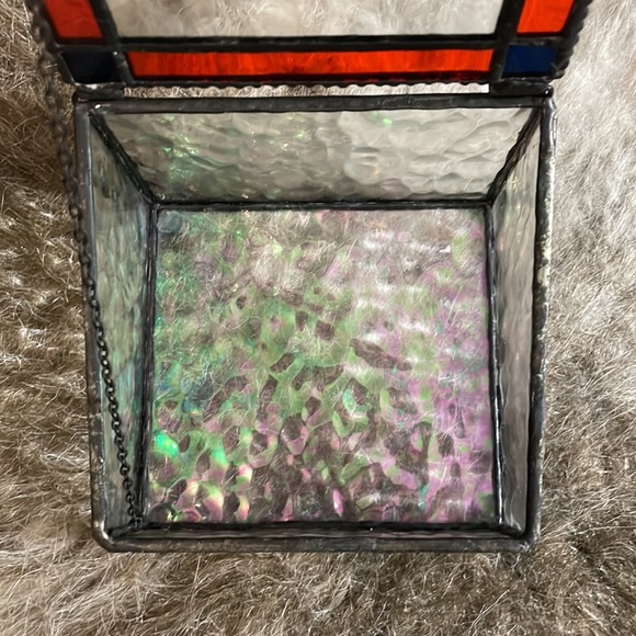 UVA University of Virginia Cavaliers Crossed Sabers Stained Glass Container - Picture 3 of 7